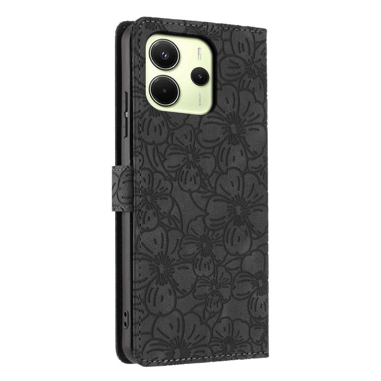 For Redmi Note 14 4G Global 163.25mm Cherry Blossoms Embossed Leather Phone Case