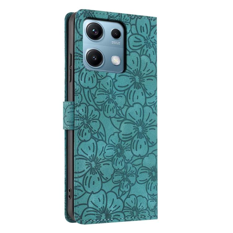 For Redmi Note 14S Cherry Blossoms Embossed Leather Phone Case