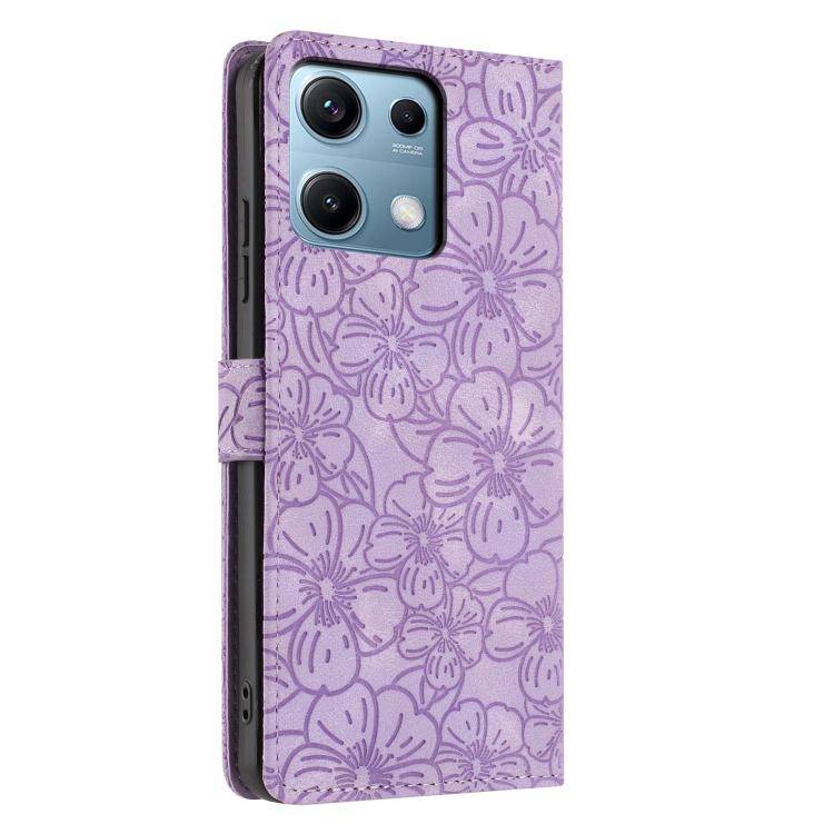 For Redmi Note 14S Cherry Blossoms Embossed Leather Phone Case