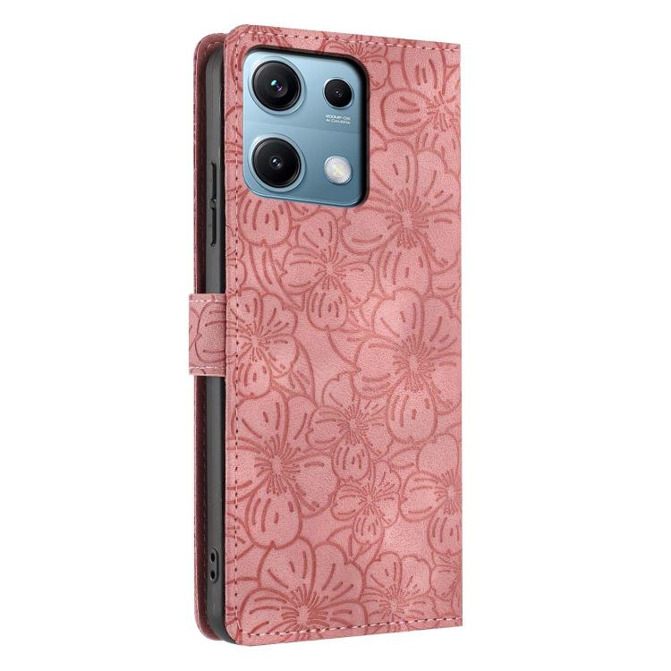 For Redmi Note 14S Cherry Blossoms Embossed Leather Phone Case