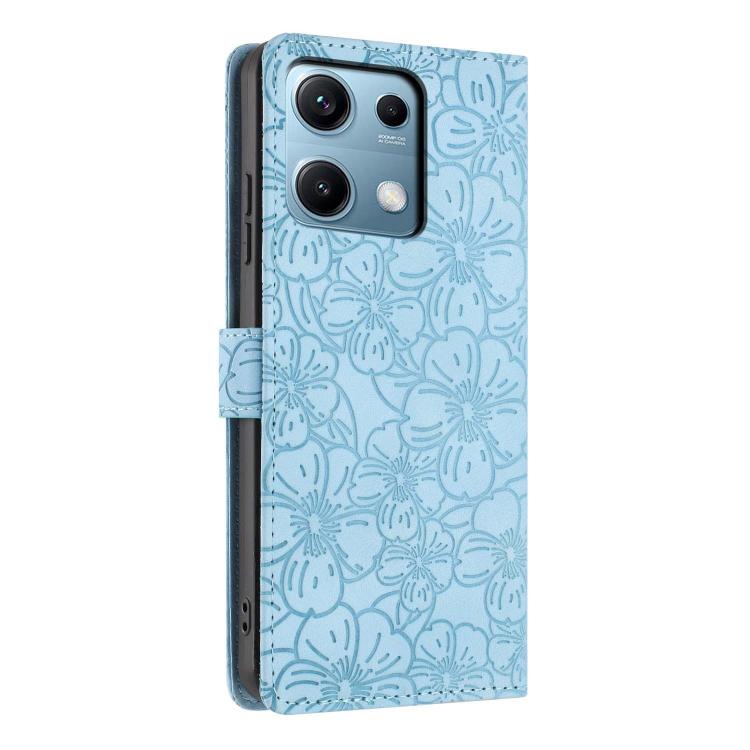 For Redmi Note 14S Cherry Blossoms Embossed Leather Phone Case