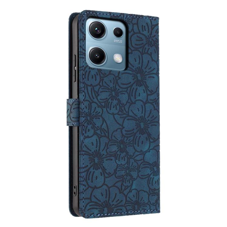 For Redmi Note 14S Cherry Blossoms Embossed Leather Phone Case