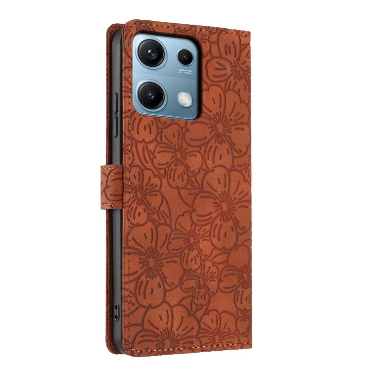 For Redmi Note 14S Cherry Blossoms Embossed Leather Phone Case