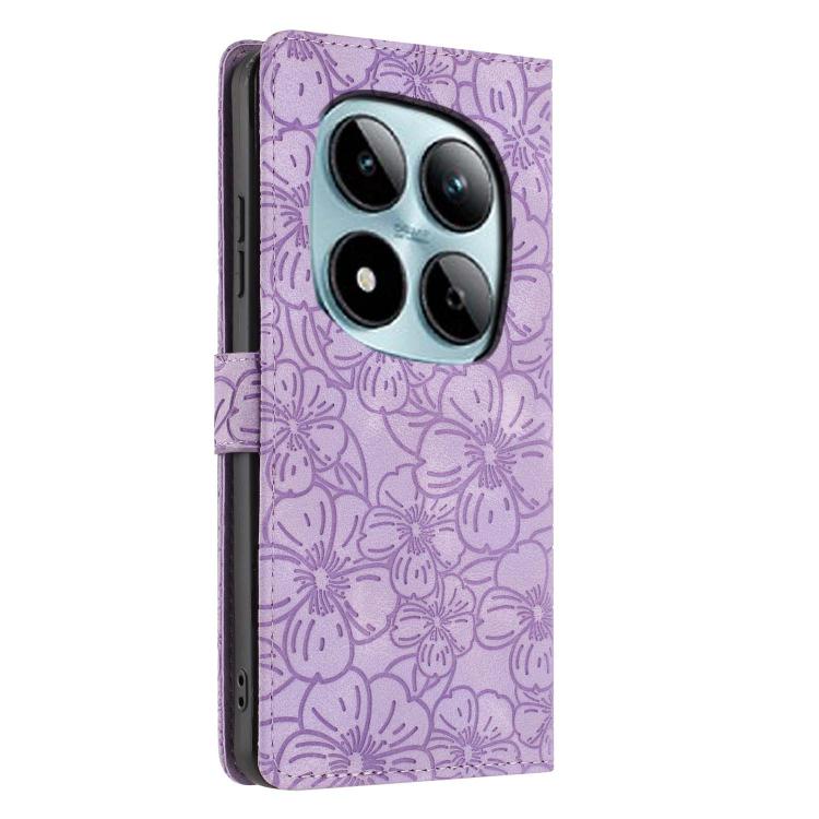 For Redmi Note 15 Pro 5G Global 163.6mm Cherry Blossoms Embossed Leather Phone Case