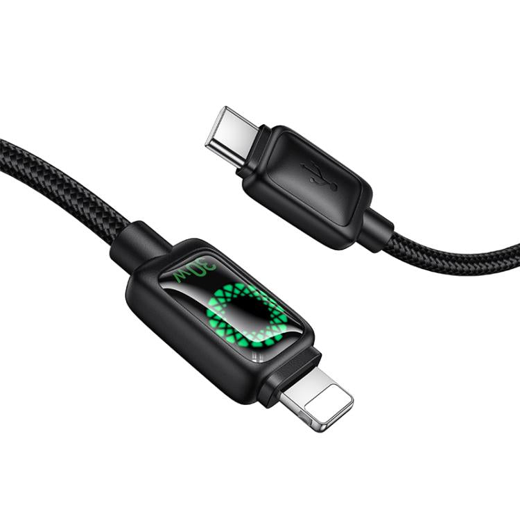 hoco U146 Mundo 1.2m PD30W Type-C to 8 Pin Charging Data Cable with LED - Black
