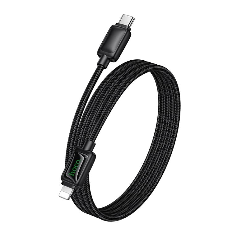 hoco U146 Mundo 1.2m PD30W Type-C to 8 Pin Charging Data Cable with LED - Black