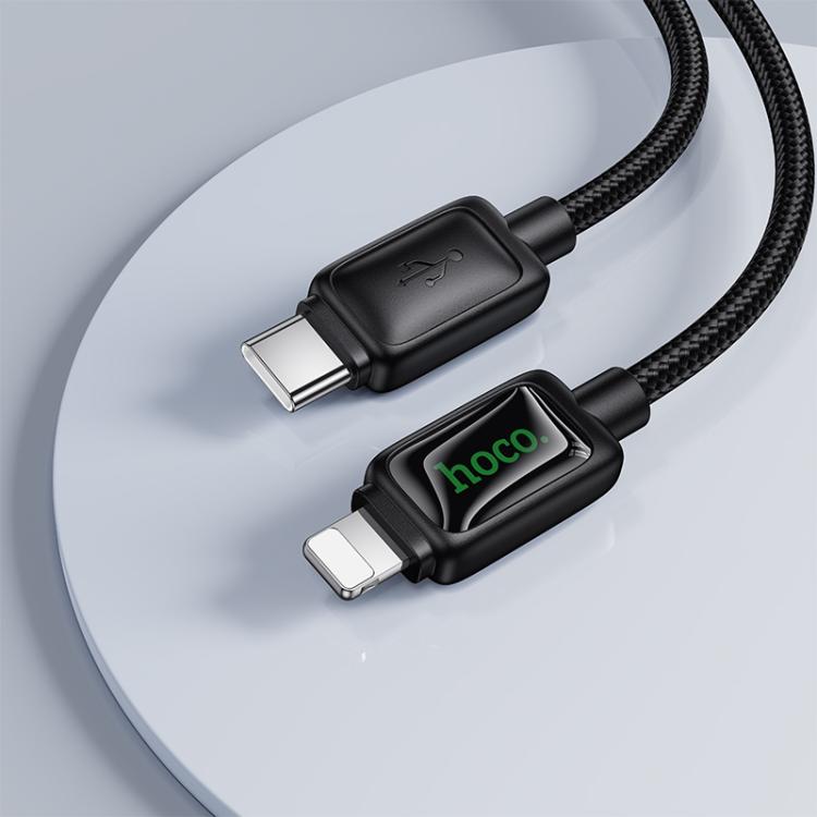 hoco U146 Mundo 1.2m PD30W Type-C to 8 Pin Charging Data Cable with LED - Black