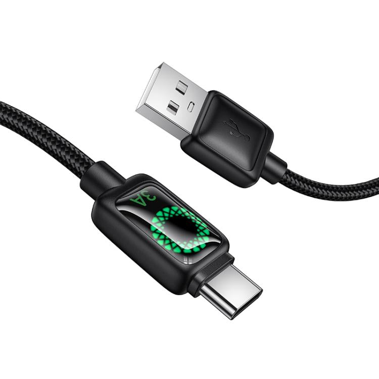 hoco U146 Mundo 1.2m 3A USB to Type-C Charging Data Cable with LED - Black