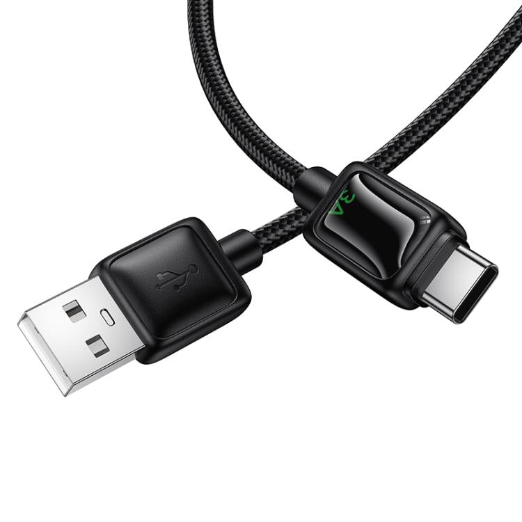 hoco U146 Mundo 1.2m 3A USB to Type-C Charging Data Cable with LED - Black