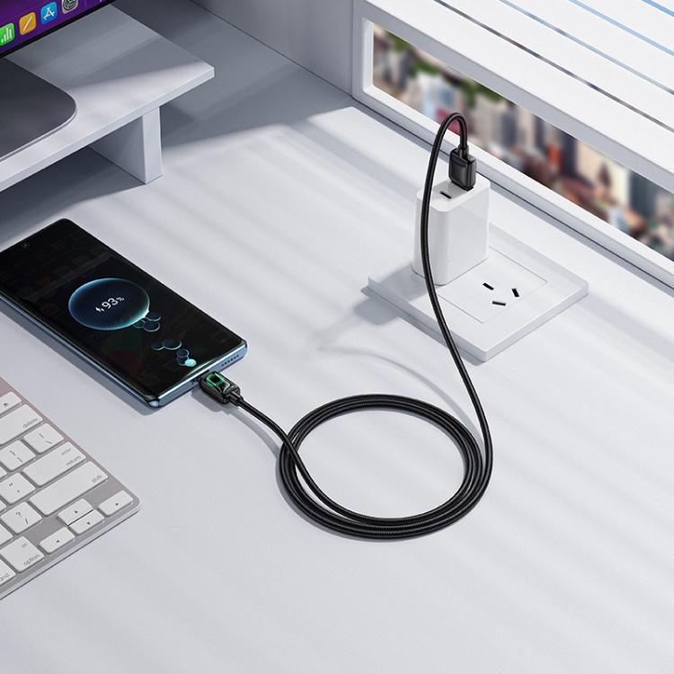 hoco U146 Mundo 1.2m 3A USB to Type-C Charging Data Cable with LED - Black
