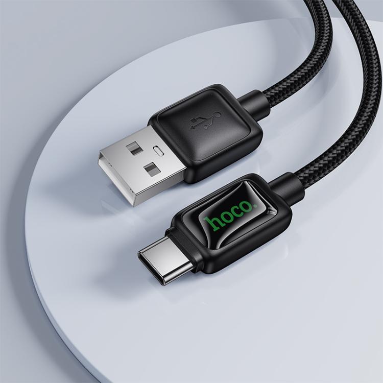 hoco U146 Mundo 1.2m 3A USB to Type-C Charging Data Cable with LED - Black