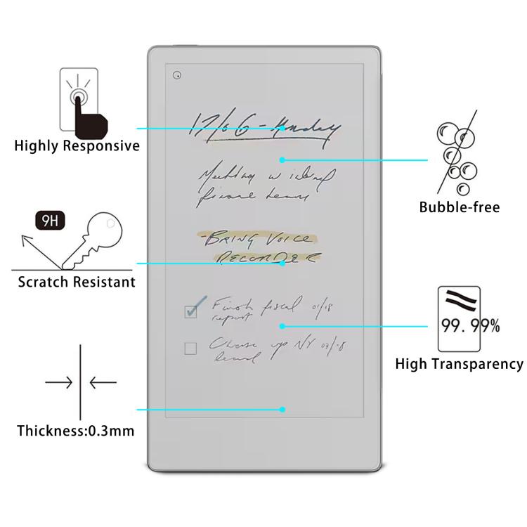 For reMarkable Paper Pro Move 7.3 2pcs 9H 0.3mm Explosion-proof Tempered Glass Film