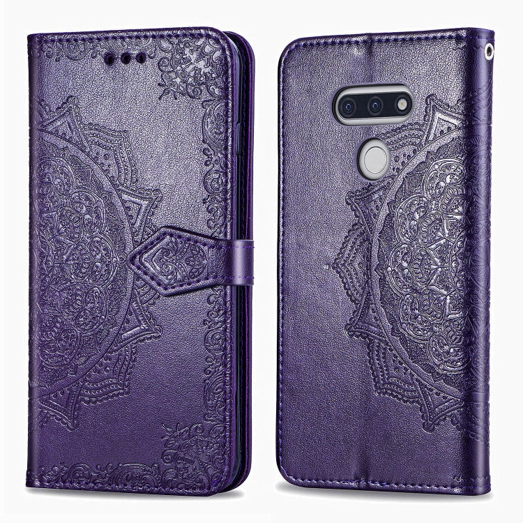 For LG Style3 L-41A Embossed Mandala Pattern TPU + PU Horizontal Flip Leather Case with Holder & Three Card Slots & Wallet