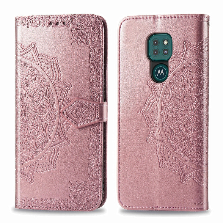 For Motorola Moto G9 Play Embossed Mandala Pattern TPU + PU Horizontal Flip Leather Case with Holder & Three Card Slots & Wallet