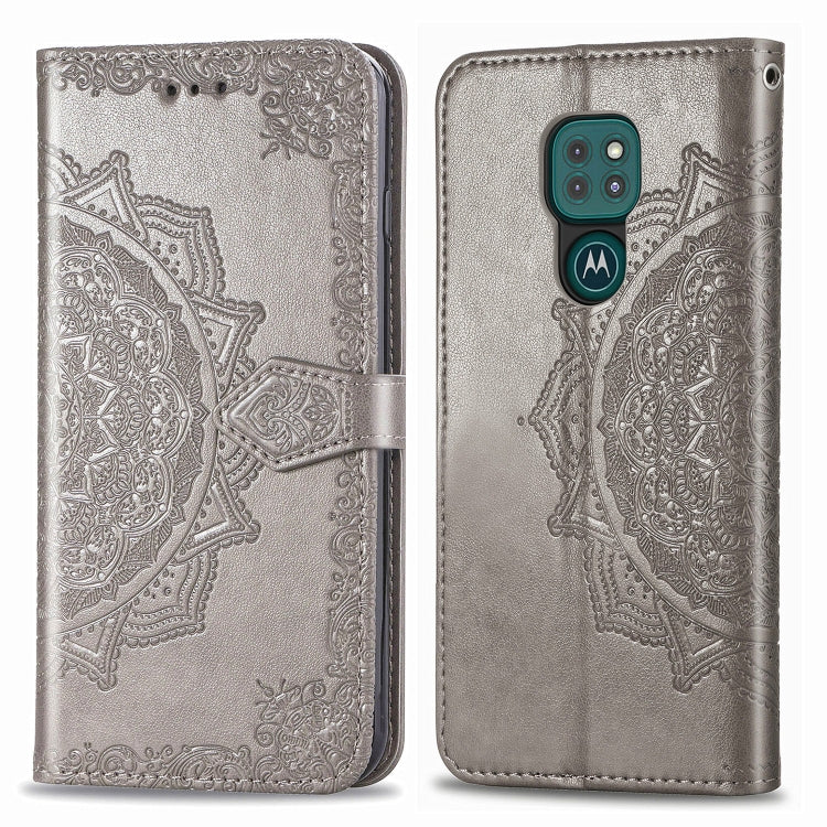 For Motorola Moto G9 Play Embossed Mandala Pattern TPU + PU Horizontal Flip Leather Case with Holder & Three Card Slots & Wallet