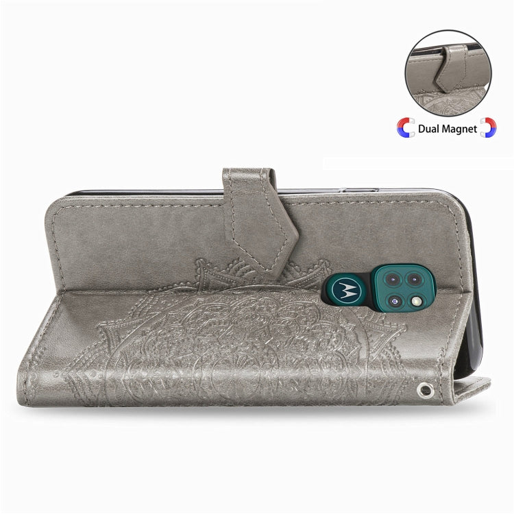 For Motorola Moto G9 Play Embossed Mandala Pattern TPU + PU Horizontal Flip Leather Case with Holder & Three Card Slots & Wallet