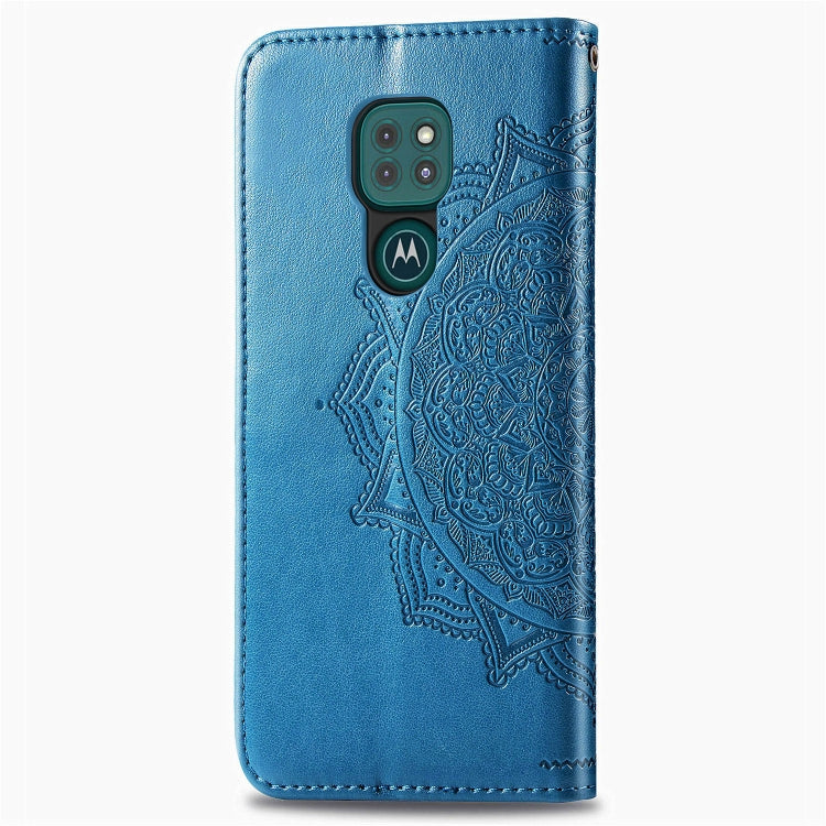 For Motorola Moto G9 Play Embossed Mandala Pattern TPU + PU Horizontal Flip Leather Case with Holder & Three Card Slots & Wallet