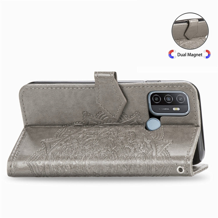 For OPPO A53 2020 Embossed Mandala Pattern TPU + PU Horizontal Flip Leather Case with Holder & Three Card Slots & Wallet