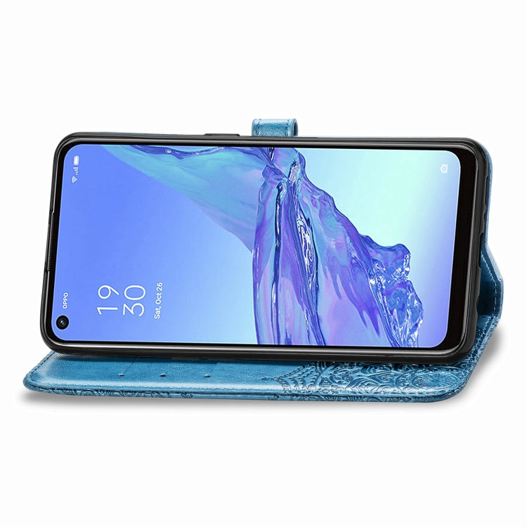 For OPPO A53 2020 Embossed Mandala Pattern TPU + PU Horizontal Flip Leather Case with Holder & Three Card Slots & Wallet