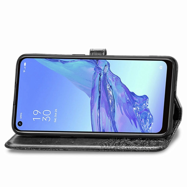 For OPPO A53 2020 Embossed Mandala Pattern TPU + PU Horizontal Flip Leather Case with Holder & Three Card Slots & Wallet