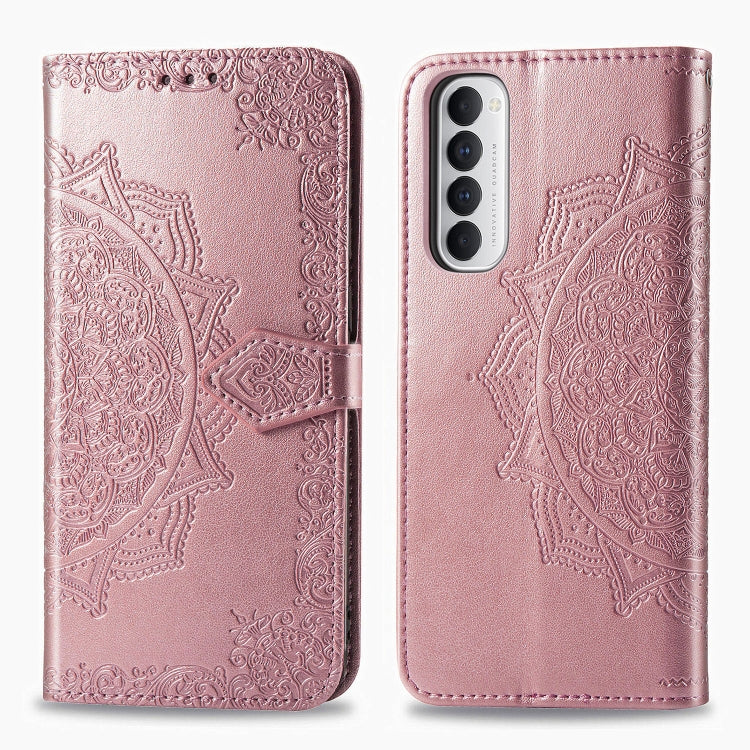 For OPPO Reno4 Pro 4G Embossed Mandala Pattern TPU + PU Horizontal Flip Leather Case with Holder & Three Card Slots & Wallet