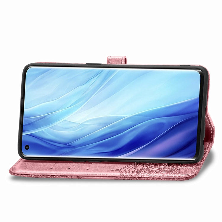 For OPPO Reno4 Pro 4G Embossed Mandala Pattern TPU + PU Horizontal Flip Leather Case with Holder & Three Card Slots & Wallet