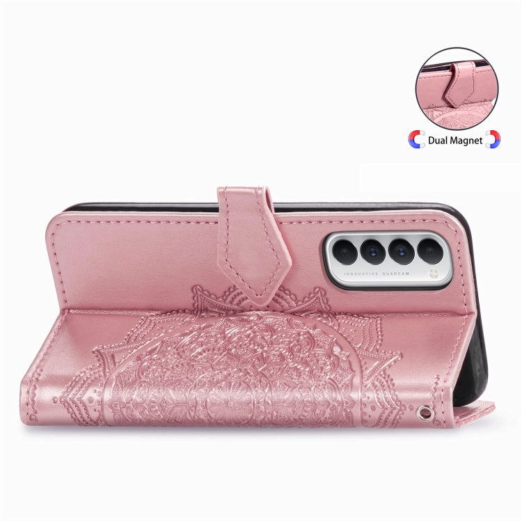 For OPPO Reno4 Pro 4G Embossed Mandala Pattern TPU + PU Horizontal Flip Leather Case with Holder & Three Card Slots & Wallet