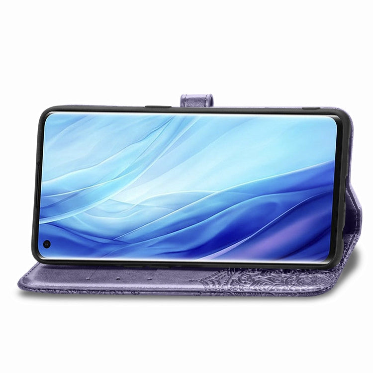 For OPPO Reno4 Pro 4G Embossed Mandala Pattern TPU + PU Horizontal Flip Leather Case with Holder & Three Card Slots & Wallet