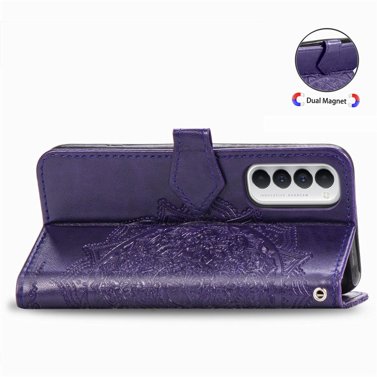 For OPPO Reno4 Pro 4G Embossed Mandala Pattern TPU + PU Horizontal Flip Leather Case with Holder & Three Card Slots & Wallet