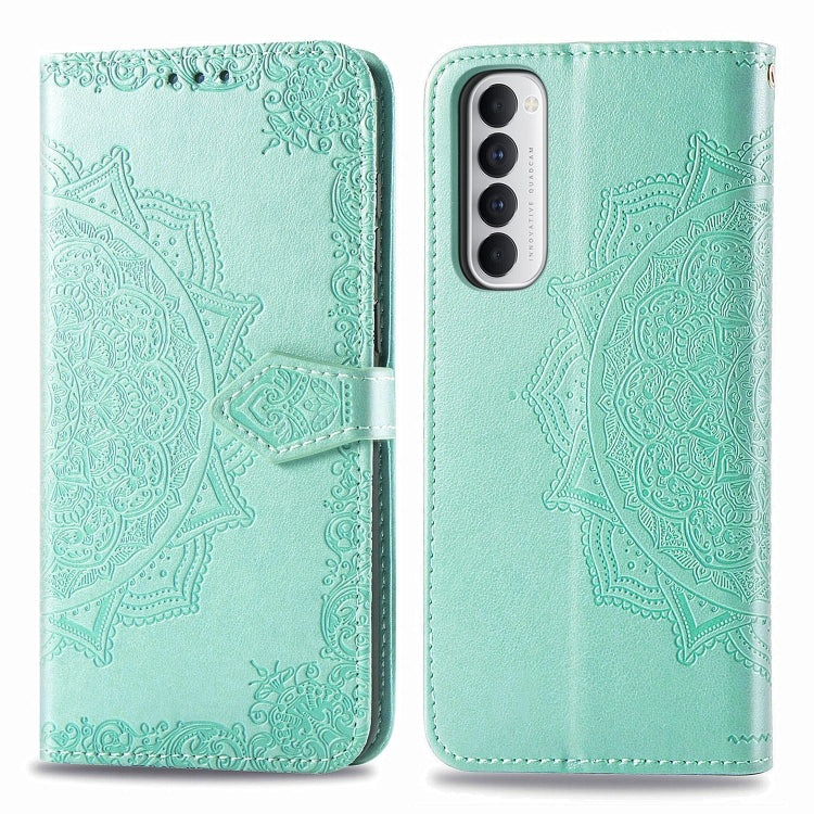 For OPPO Reno4 Pro 4G Embossed Mandala Pattern TPU + PU Horizontal Flip Leather Case with Holder & Three Card Slots & Wallet