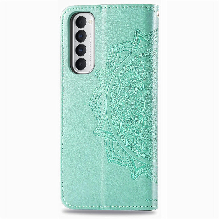 For OPPO Reno4 Pro 4G Embossed Mandala Pattern TPU + PU Horizontal Flip Leather Case with Holder & Three Card Slots & Wallet