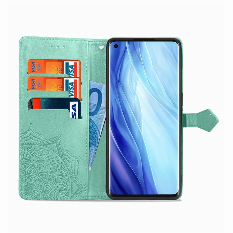 For OPPO Reno4 Pro 4G Embossed Mandala Pattern TPU + PU Horizontal Flip Leather Case with Holder & Three Card Slots & Wallet