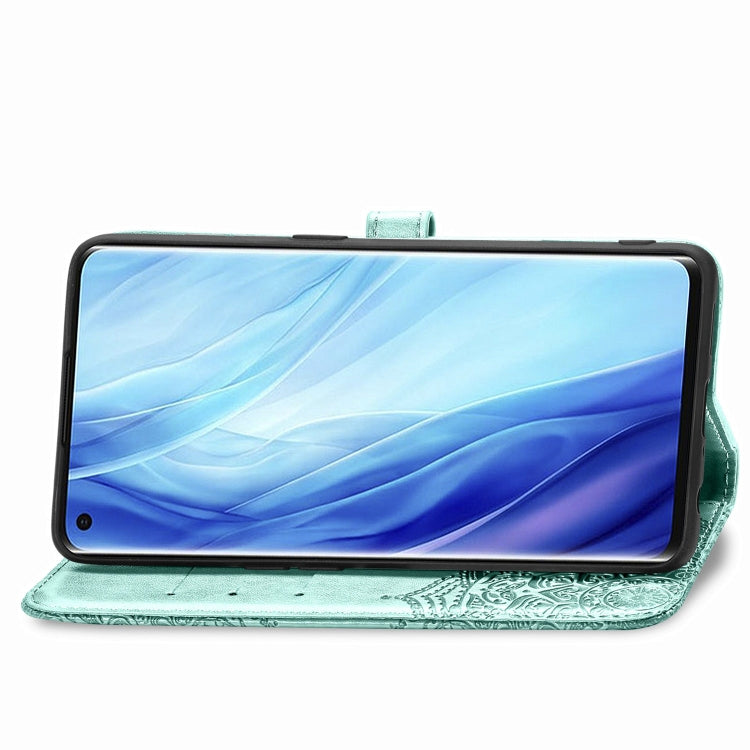 For OPPO Reno4 Pro 4G Embossed Mandala Pattern TPU + PU Horizontal Flip Leather Case with Holder & Three Card Slots & Wallet