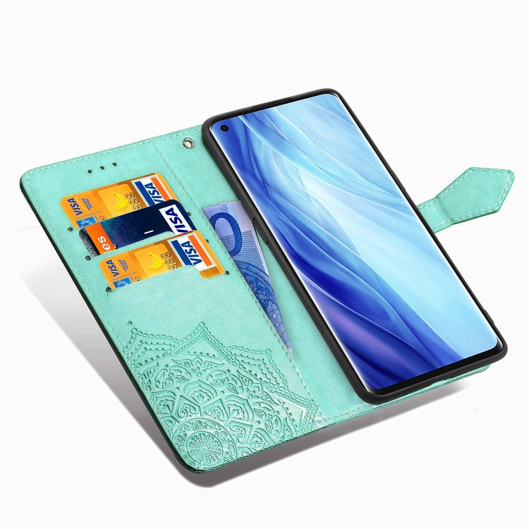 For OPPO Reno4 Pro 4G Embossed Mandala Pattern TPU + PU Horizontal Flip Leather Case with Holder & Three Card Slots & Wallet