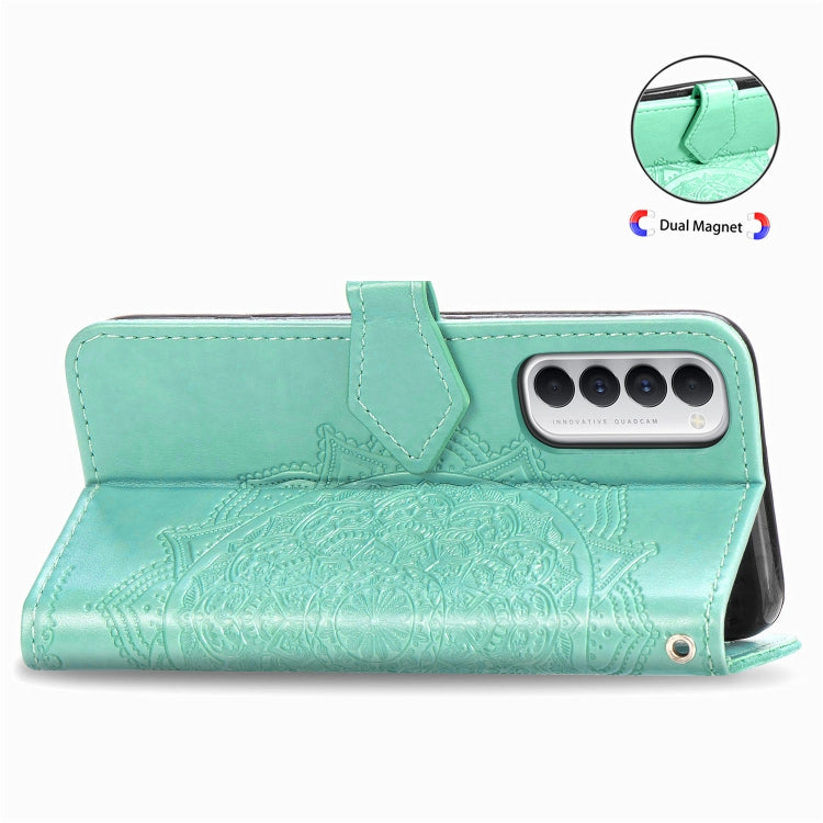For OPPO Reno4 Pro 4G Embossed Mandala Pattern TPU + PU Horizontal Flip Leather Case with Holder & Three Card Slots & Wallet