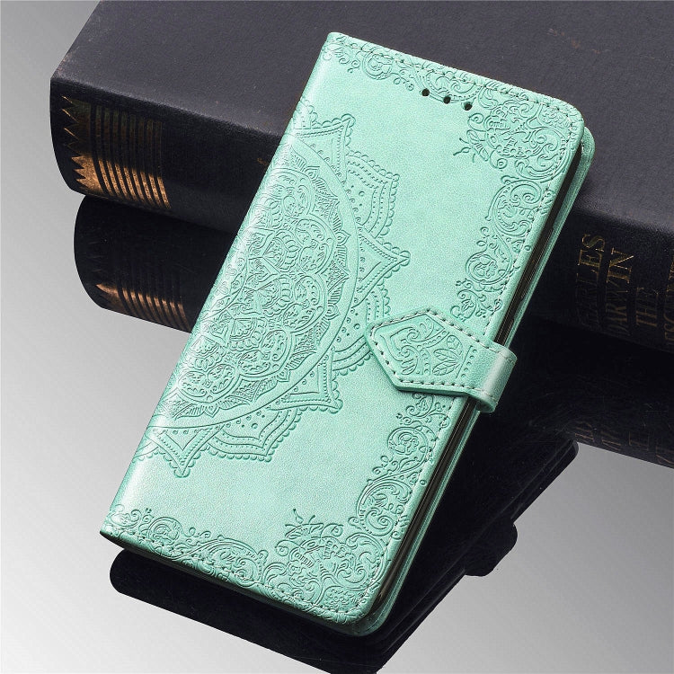 For OPPO Reno4 Pro 4G Embossed Mandala Pattern TPU + PU Horizontal Flip Leather Case with Holder & Three Card Slots & Wallet