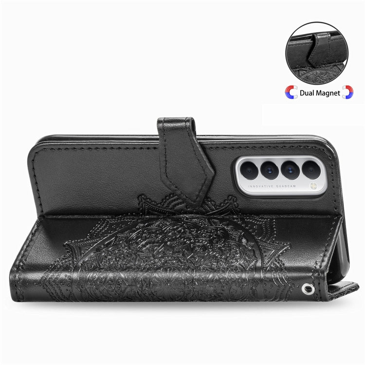 For OPPO Reno4 Pro 4G Embossed Mandala Pattern TPU + PU Horizontal Flip Leather Case with Holder & Three Card Slots & Wallet