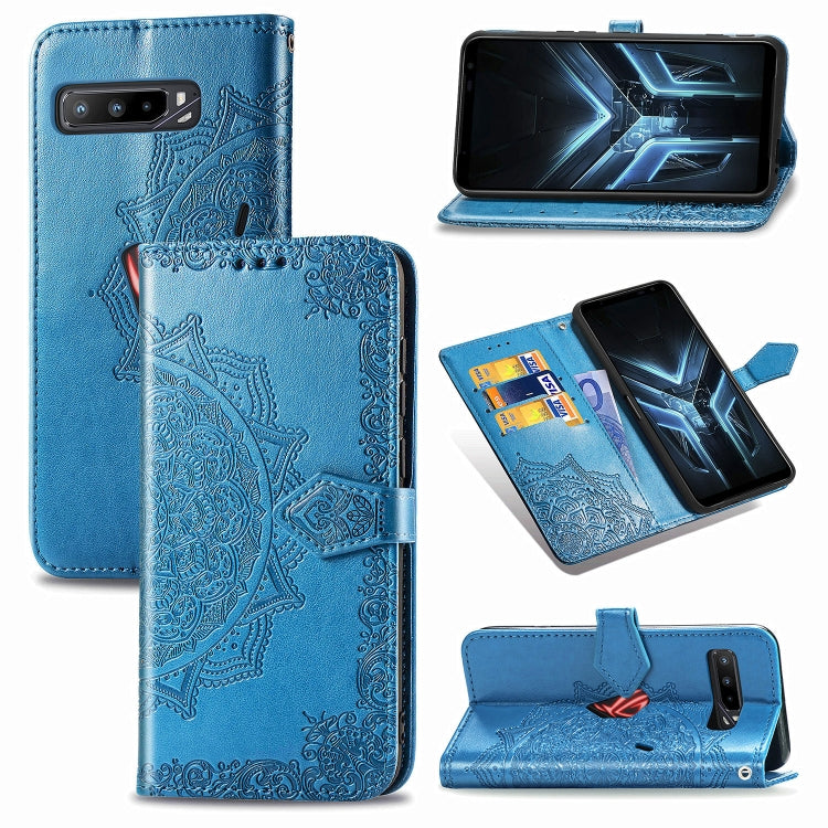 For Asus ROG Phone 3 ZS661KS Embossed Mandala Pattern TPU + PU Horizontal Flip Leather Case with Holder & Three Card Slots & Wallet