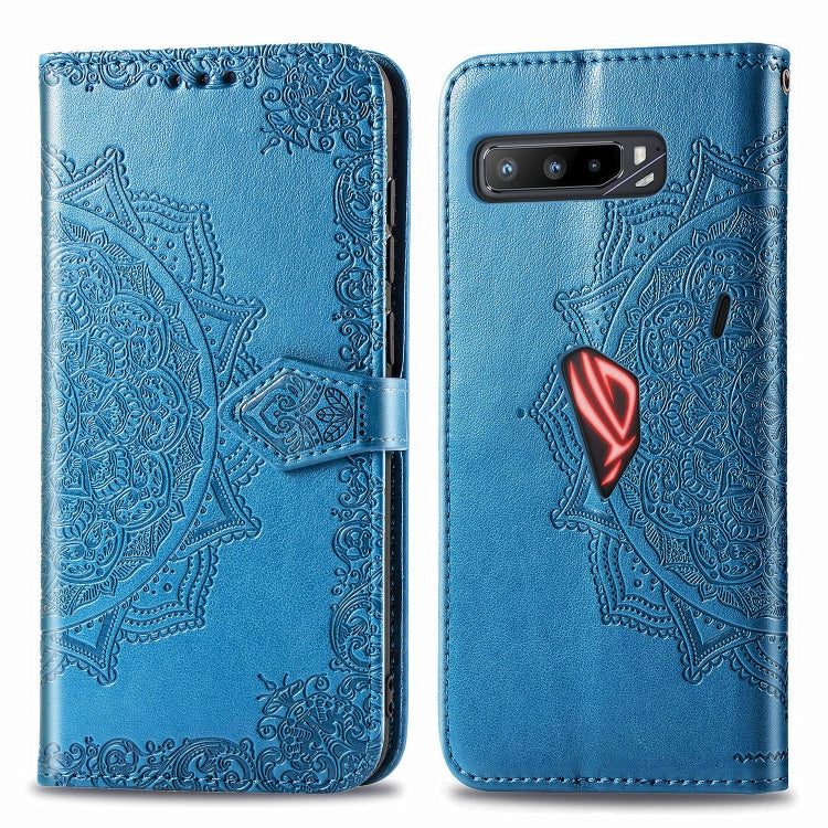 For Asus ROG Phone 3 ZS661KS Embossed Mandala Pattern TPU + PU Horizontal Flip Leather Case with Holder & Three Card Slots & Wallet