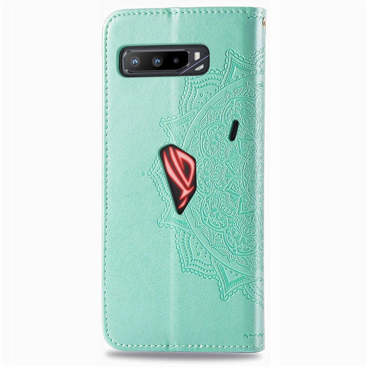 For Asus ROG Phone 3 ZS661KS Embossed Mandala Pattern TPU + PU Horizontal Flip Leather Case with Holder & Three Card Slots & Wallet