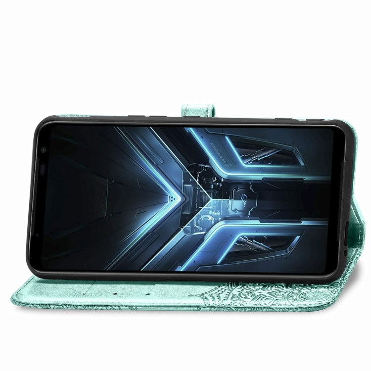 For Asus ROG Phone 3 ZS661KS Embossed Mandala Pattern TPU + PU Horizontal Flip Leather Case with Holder & Three Card Slots & Wallet