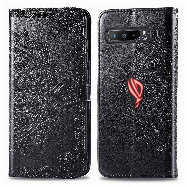 For Asus ROG Phone 3 ZS661KS Embossed Mandala Pattern TPU + PU Horizontal Flip Leather Case with Holder & Three Card Slots & Wallet