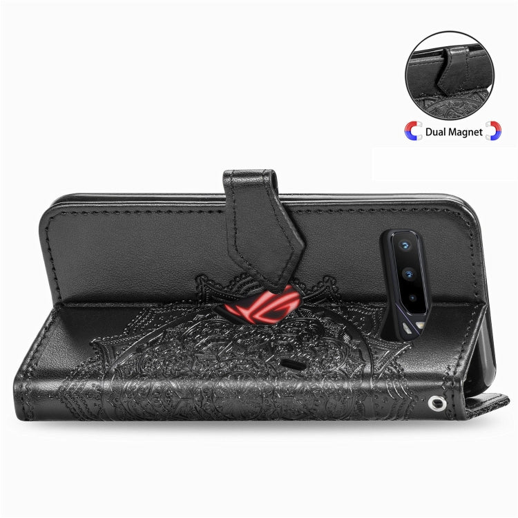 For Asus ROG Phone 3 ZS661KS Embossed Mandala Pattern TPU + PU Horizontal Flip Leather Case with Holder & Three Card Slots & Wallet
