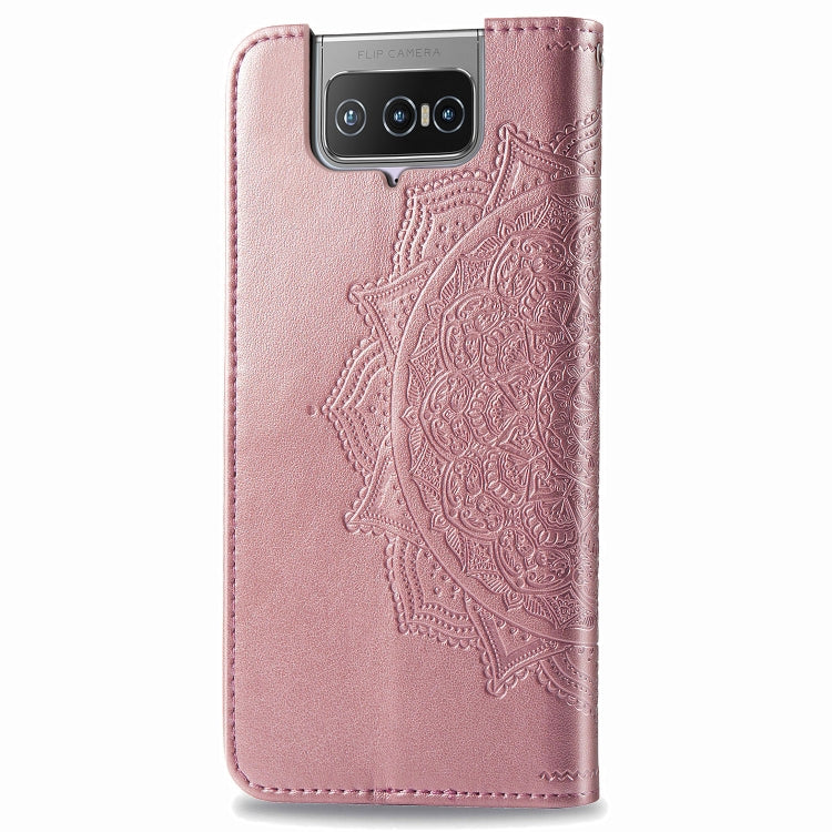 For Asus Zenfone 7 Pro ZS671KS Embossed Mandala Pattern TPU + PU Horizontal Flip Leather Case with Holder & Three Card Slots & Wallet