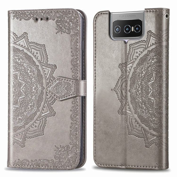 For Asus Zenfone 7 Pro ZS671KS Embossed Mandala Pattern TPU + PU Horizontal Flip Leather Case with Holder & Three Card Slots & Wallet