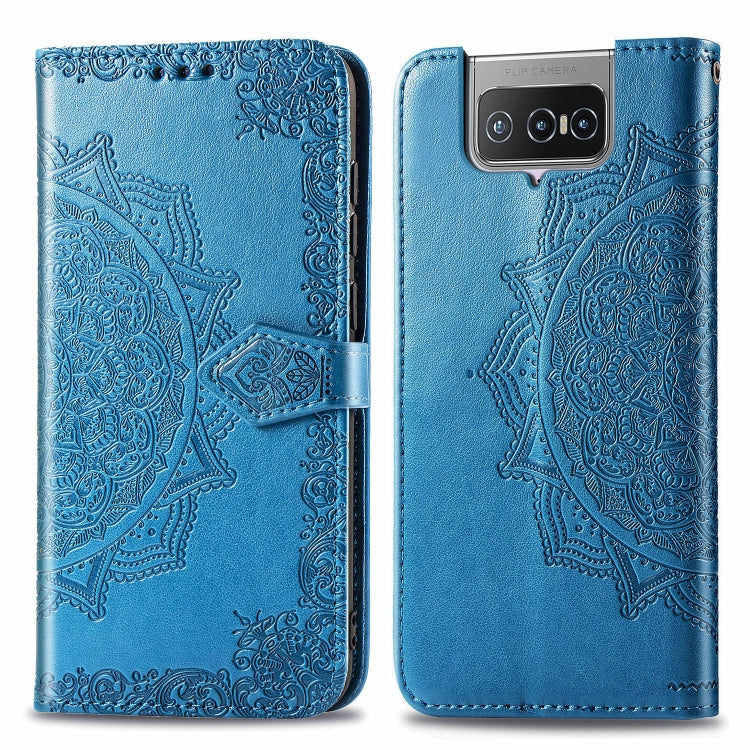 For Asus Zenfone 7 Pro ZS671KS Embossed Mandala Pattern TPU + PU Horizontal Flip Leather Case with Holder & Three Card Slots & Wallet