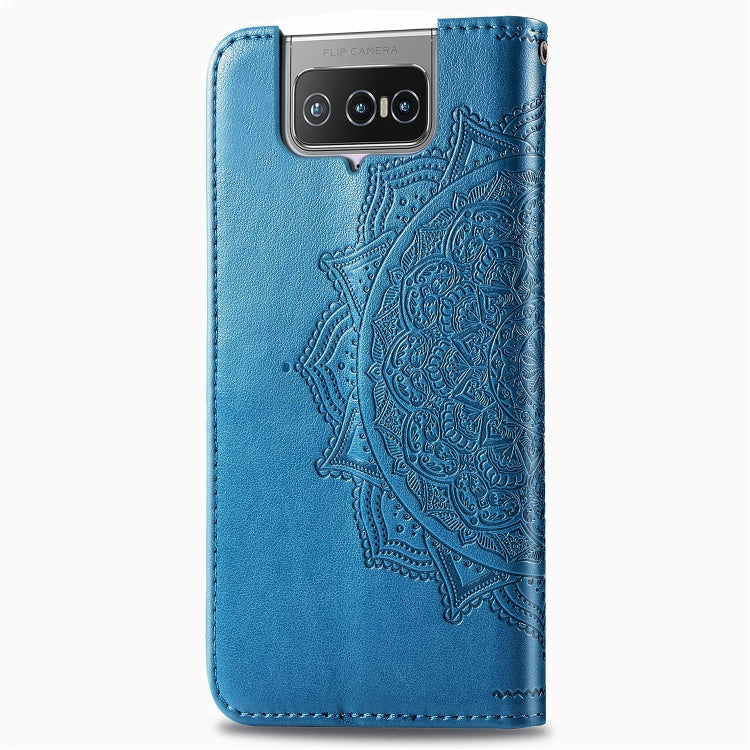 For Asus Zenfone 7 Pro ZS671KS Embossed Mandala Pattern TPU + PU Horizontal Flip Leather Case with Holder & Three Card Slots & Wallet