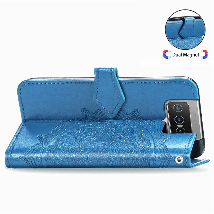 For Asus Zenfone 7 Pro ZS671KS Embossed Mandala Pattern TPU + PU Horizontal Flip Leather Case with Holder & Three Card Slots & Wallet
