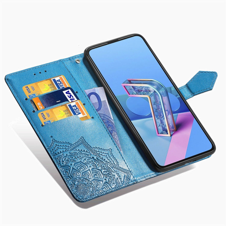 For Asus Zenfone 7 Pro ZS671KS Embossed Mandala Pattern TPU + PU Horizontal Flip Leather Case with Holder & Three Card Slots & Wallet