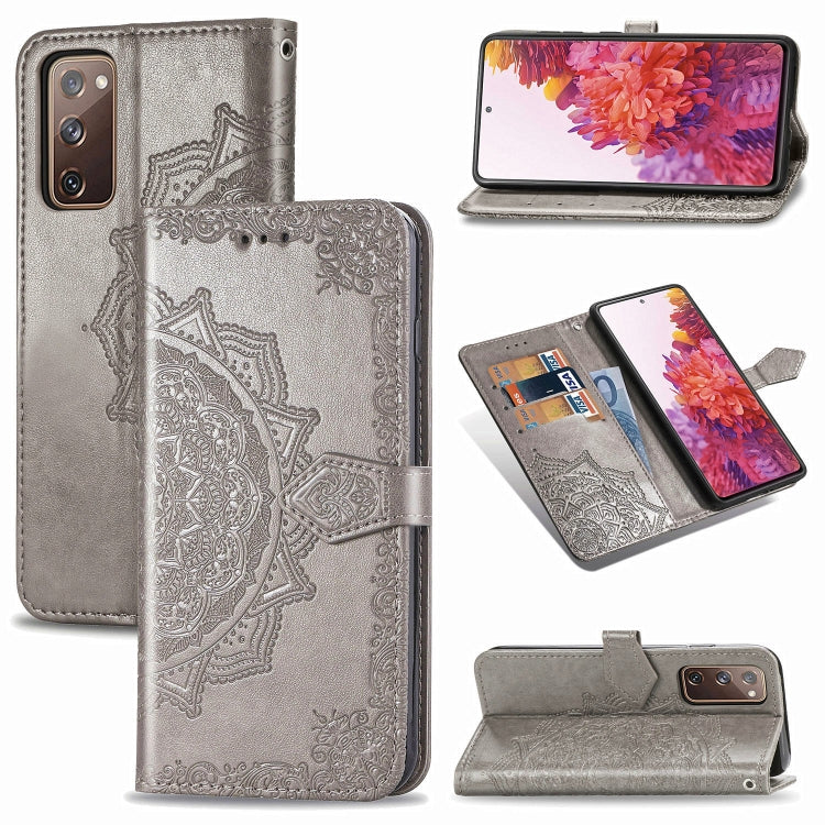 For Samsung Galaxy S20 FE Embossed Mandala Pattern TPU + PU Horizontal Flip Leather Case with Holder & Three Card Slots & Wallet